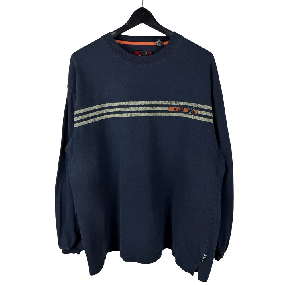 Vintage Y2K D LAB Long Sleeve Striped Streetwear Blue Shirt Size L